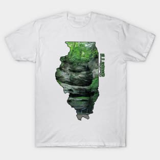 Illinois State Outline (Starved Rock State Park) T-Shirt